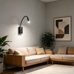 TZSMUM LED duvar aydınlatması 360° döndürülebilir şalterli duvar lambası modern iç mekan alüminyum duvar lambası yatak başı okuma kaz boynu far yatak odası koridor oturma odası için (nötr ışık, siyah)