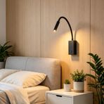 TZSMUM LED duvar aydınlatması 360° döndürülebilir şalterli duvar lambası modern iç mekan alüminyum duvar lambası yatak başı okuma kaz boynu far yatak odası koridor oturma odası için (sıcak ışık, siyah