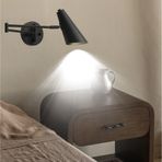 TZSMUM LED Endüstriyel Duvar Lambası İç Mekan 180° Dönebilir Duvar Lambası Uzun Döner Kol Duvar Aydınlatması Akrilik Demir Vintage Minimalist Tasarım Oturma Odası Koridor için (Beyaz Işık, B Siyah)