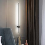 TZSMUM LED iç duvar lambası, 360 derece dönebilir, duvar aydınlatması, uzun hatlar, minimalist duvar lambaları, alüminyum, akrilik, oturma odası, yatak odası, merdiven için (siyah beyaz ışık, 100 cm)