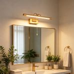 TZSMUM LED iç mekan duvar lambası, banyo, ayna, su geçirmez, çekme ipli duvar lambası, duvar aydınlatması, 350° döndürülebilir, modern alüminyum, demir, yatak odası, oturma odası için (60 cm, bakır