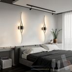 TZSMUM LED İç Mekan Siyah Duvar Lambası USB Şarj Edilebilir Duvar Lambası Uzaktan Kumandalı Duvar Aydınlatmaları 2700 K-6500K Akrilik Demir Paralel Tasarım Koridorlar Merdiven (100 cm, 2 Adet)