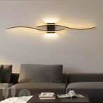 TZSMUM Modern LED Duvar Lambası USB Şarj Edilebilir Duvar Aydınlatmaları Pille Çalışan Akrilik Duvar Lambası Demir Uzun Paralel Tasarım İç Mekan Oturma Odası Merdiven (100 cm, Siyah Sıcak Işık)