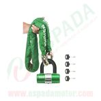 U Bar (Yeşil) Şifreli Kesilmez Zincir Kilit 1.5 Metre 10Mm Kalınlık Insıgma