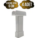 U Geçme Beyaz Plastik Ayarlı Ayak Mobilya Masa ve Dolap Ayağı(Beyaz)(6cm - 10CM) - 6cm - 4 ADET