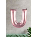 U Harfi Rose Gold Folyo Balon 100 Cm 40 İnç 1 Metre Baş Harf Balon