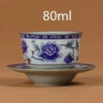 U Mavi ve Beyaz Çiçek Çay Fincan Tabağı ile Porselen Çay Kase Jingdezhen Seramik Kung Fu Çay Fincanı Kahve Bira Şarap Kupası (Yurt Dışından) - 1 Adet - Renkli - 1 lt