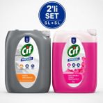 U-Pro Cif Çok Amaçlı Yüzey Temizleyici Orkide Bahçesi 5 L + Cif Yağ Sökücü 5 L 2’li Set