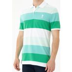 U.S. Polo Assn. %100 Pamuk Pastel Yeşil Tonlarda Çizgili Polo Yakalı Erkek T-shirt