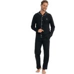 U.S. Polo Assn. 12039 Erkek Patlı Boydan Düğmeli Uzun Kol Pijama Takımı