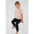 U.S. Polo Assn. 1358 Flowered Erkek Çocuk Kısa Kol Pijama Takım - Vanilya - 4 - 5 Yaş