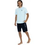 U.S. Polo Assn. 18881 Erkek Kısa Kollu Bisiklet Yaka Şortlu Pijama Takımı-Mavi - XL
