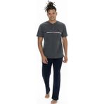 U.S. Polo Assn. 18901 Erkek Kısa Kollu Yakası Düğmeli Pijama Takımı-Antrasitmelanj