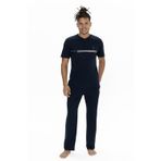 U.S. Polo Assn. 18901 Erkek Kısa Kollu Yakası Düğmeli Pijama Takımı-Lacivert