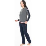 U.s. Polo Assn. 20116B Kadın Antrasıt Melanj Yuvarlak Yaka Uzun Kollu Pijama Takımı - Antrasit Melanj - 4XL