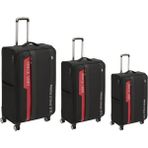 U.S. Polo Assn. 24031-24032 3'Lü Set Ultra Light Hafif Lüx Kumaş Tekerlekli Valiz - Siyah