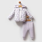 U.S. Polo Assn 3'lü Bebek Takımı Ceket Zıbın Pantolon Seti, 3 Yaş, 2771, Lila, Erkek