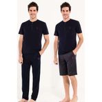 U.S. POLO ASSN. 3'lü Pijama Takımı, L, US.01.12005, Lacivert, erkek