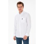 U.S. Polo Assn. 50306337-VR013 Beyaz Cepli Uzun Kollu Erkek Gömlek