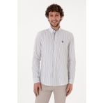 U.S. Polo Assn. 50306366-VR013 Gri Çizgili Beyaz Erkek Gömlek