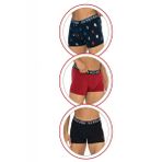 U.s Polo Assn. 80528 Erkek Pamuklu 3'lü Boxer-Siyah&Bordo&Baskılı