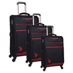 U.S. Polo Assn. 8077 Siyah Büyük Orta ve Kabin Boy Kumaş 3'lü Valiz Set