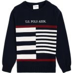 U.S. Polo Assn. Bisiklet Yaka Slim Fit Desenli Lacivert Erkek Kazak Karmkıds - 11 - 12 Yaş
