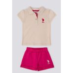 U.S. Polo Assn. Creamy Intensity Açık Kahve Bebek T-shirt Şort Takım - 1,5 - 2 Yaş - Badem