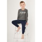U.S. Polo Assn. Cute Nice Gri Erkek Çocuk Uzun Kol Pijama Takım - Antrasit Melanj - 10 - 11 Yaş