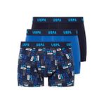 U.S. Polo Assn. Erkek 80509 Lacivert-Saks-Baskılı 3'lü Boxer