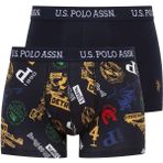 U.S. Polo Assn. Erkek Baskılı-Lacivert 2'li Boxer 80476 - 2XL