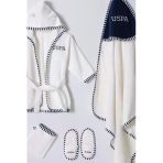 U.S. Polo Assn Erkek Bebek Bornoz Set Ekru