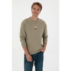 U.S. Polo Assn. Erkek Bisiklet Yaka Comfort Fit Açık Haki Basic Sweatshirt 50313760-VR183