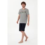 U.S. Polo Assn. Erkek Bisiklet Yaka Gri Melanj Pijama Takımı 50309481-vr086