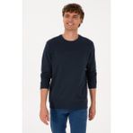 U.S. Polo Assn. Erkek Bisiklet Yaka Regular Fit Açık Lacivert İnce Sweatshirt 50315455-VR059