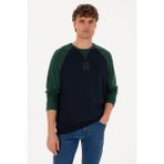 U.S. Polo Assn. Erkek Bisiklet Yaka Regular Fit Koyu Yeşil İnce Sweatshirt 50315420-VR079 - XL