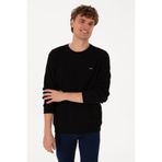U.S. Polo Assn. Erkek Bisiklet Yaka Regular Fit Petek Dokulu Siyah Sweatshirt 50316304-VR046