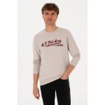 U.S. Polo Assn. Erkek Bisiklet Yaka Regular Fit Taş İnce Sweatshirt 50316315-VR049 - Taş1 - M