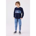 U.S. Polo Assn. Erkek Çocuk 3 Iplik Kışlık Baskılı Pijama Takım - Lacivert - 4 - 5 Yaş