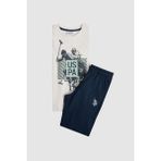U.s. Polo Assn. Erkek Çocuk Beyaz Pijama Takım 50326682-VR013 - 7 - 8 Yaş