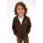 U.S. Polo Assn. Erkek Çocuk Kahverengi Fermuarlı Kapüşonlu Sweatshirt 50316706-VR029 - Kahverengi-200 - 4 - 5 Yaş