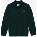 U.s. Polo Assn. Erkek Çocuk Koyu Yeşil Düz Yaka Kazak Slim Fit Günlük Kullanım İçin - 9 - 10 Yaş