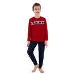 U.S. Polo Assn. Erkek Çocuk Pijama Takımı, Uzun Kol, Lastikli Paça, Kırmızı, 10-11 Yaş