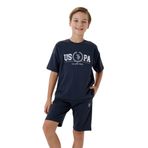 U.S. Polo Assn. Erkek Çocuk Siyah T-shirt ve Bermuda Takım, Kısa Kollu, Bisiklet Yaka, Regular Kalıp, 14-15 Yaş