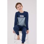 U.S. Polo Assn. Erkek Çocuk Süprem Pijama Takımı, Uzun Kol Pijama Takım, %100 Pamuk - Indigo - 10 - 11 Yaş