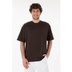U.S. Polo Assn. Erkek Comfort Fit Bisiklet Yaka Kahverengi Merserize Basic Tişört 50313089-VR029