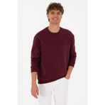 U.S. Polo Assn. Erkek Comfort Fit Bisiklet Yaka Şardonlu Bordo Basic Sweatshirt 50313757-VR177