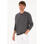 U.S. Polo Assn. Erkek Comfort Fit Bisiklet Yaka Şardonlu Gri Basic Sweatshirt 50313757-VR024