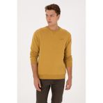 U.S. Polo Assn. Erkek Comfort Fit Bisiklet Yaka Şardonlu Hardal Basic Sweatshirt 50313757-VR151