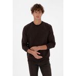 U.S. Polo Assn. Erkek Comfort Fit Bisiklet Yaka Şardonlu Kahverengi Basic Sweatshirt 50313757-VR084
